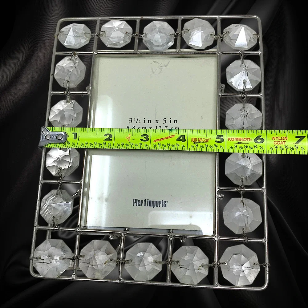 Vtg Y2K Pier 1 Imports Crystal Prism Jewel Photo Frame Silver 3.5 x 5 Maximalist